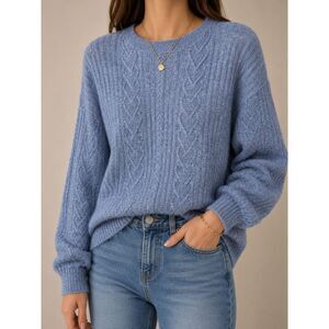 Legendary Outfitters Blue Cable Knit Sweater L Soft Cozy Fisherman Cottagecore